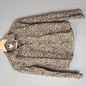 J. Crew Leopard‎ Modern Button Up Boxy Comfy Cropped Fall Office Casual Size S
